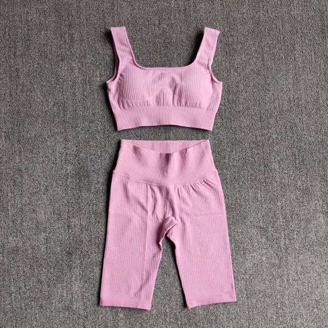 Seamless Women Yoga Set Sports Bra Sports Shorts Fitness Wear Outfit 2 Piece Gym Yoga Sets Workout Suits