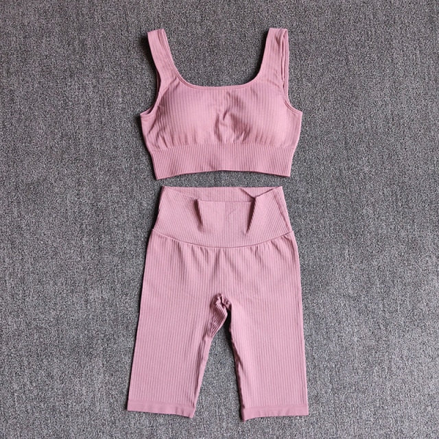 Seamless Women Yoga Set Sports Bra Sports Shorts Fitness Wear Outfit 2 Piece Gym Yoga Sets Workout Suits